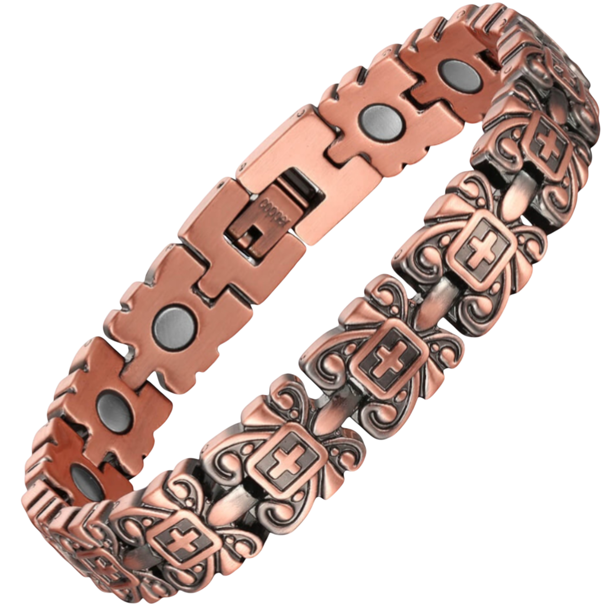 Bransoletka Miedziana Męska Z Krzyżykiem Miedziana 99,9% Czystej Miedzi