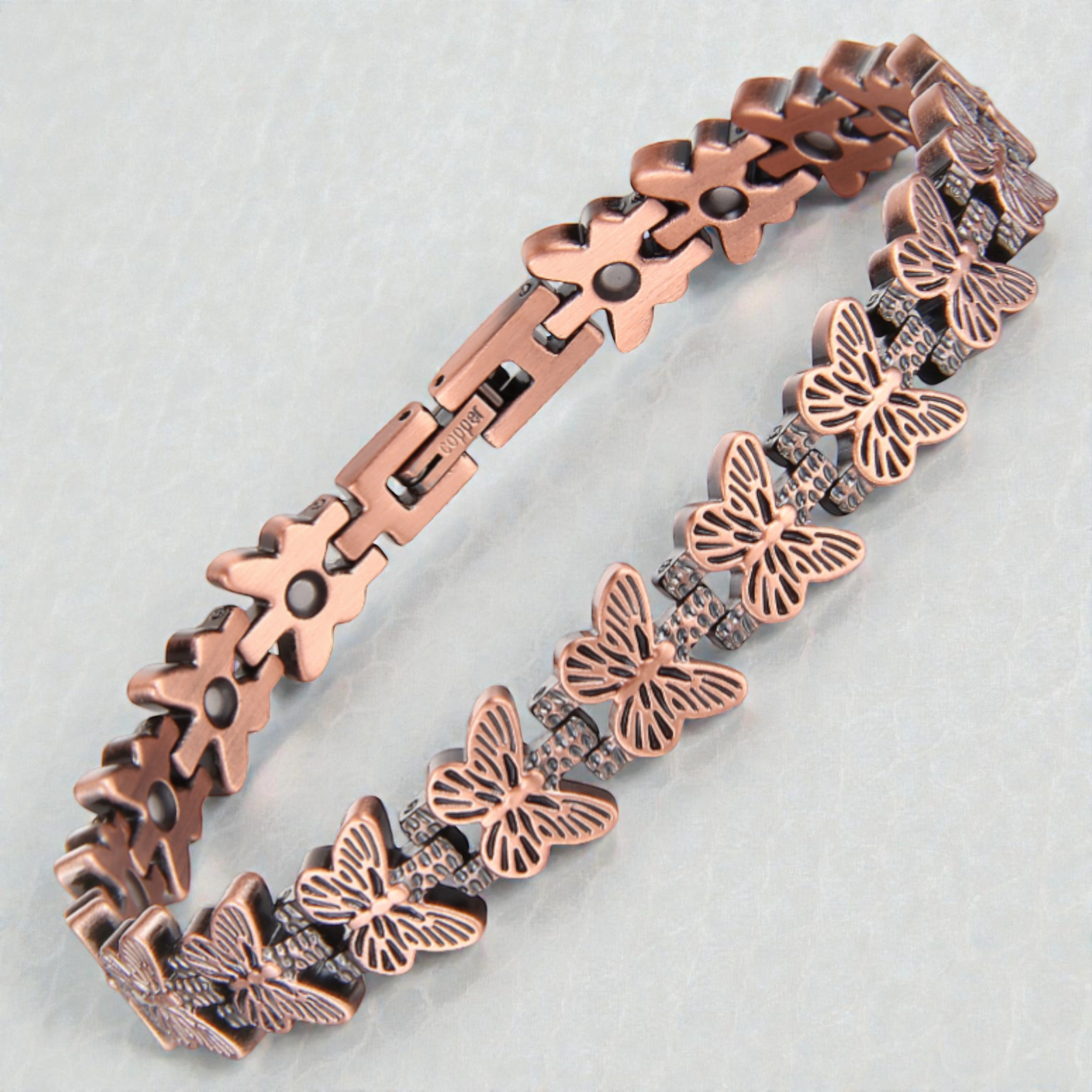 Bransoletka Miedziana z Motylem 99,9% Czystej Miedzi Magnetyczna Zdrowotna