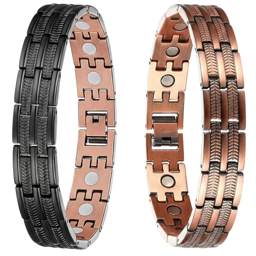 Bransoletka Męska Miedziana z Magnesami | Miedź 99,9% | 3000 Gauss | 21,5 cm