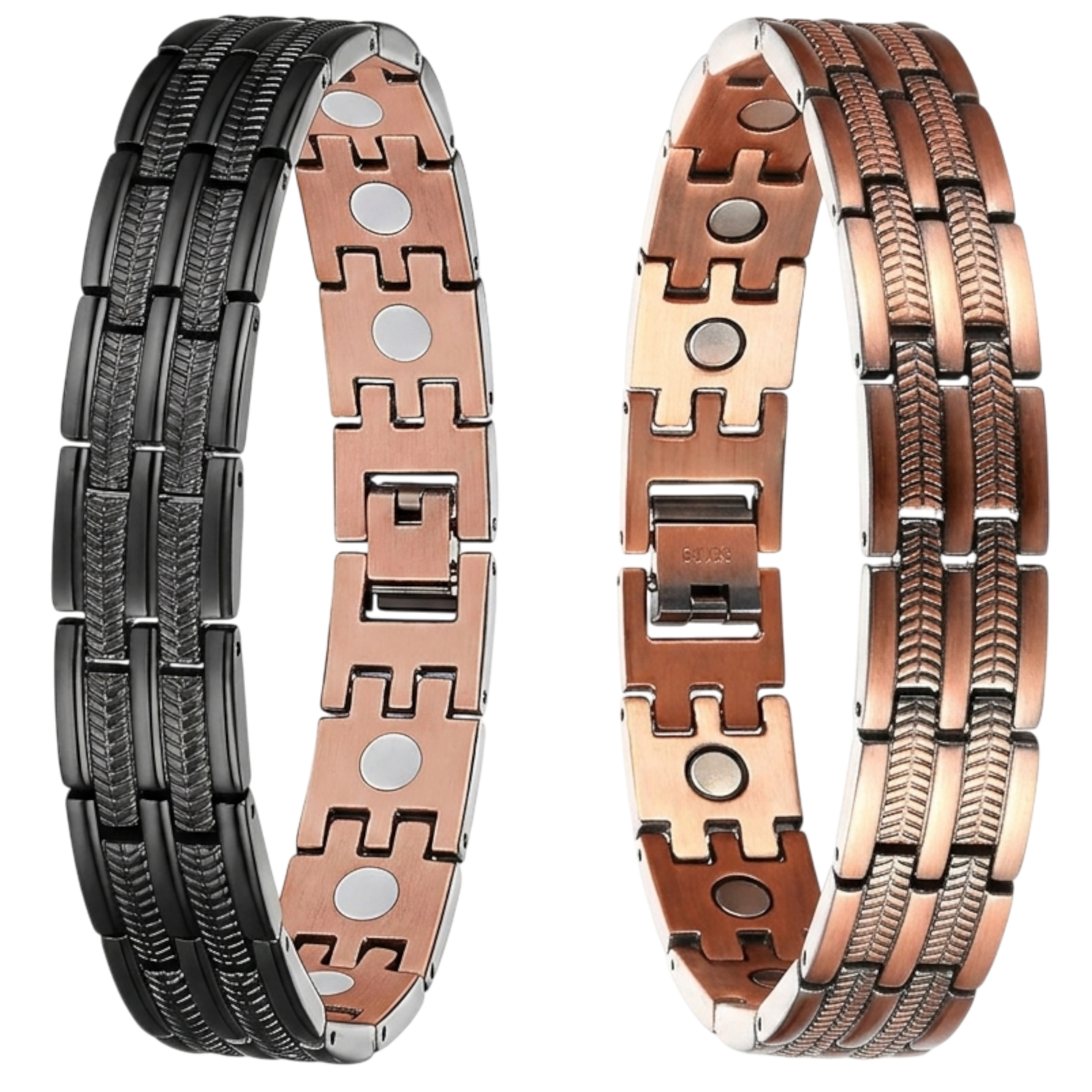 Bransoletka Męska Miedziana z Magnesami | Miedź 99,9% | 3000 Gauss | 21,5 cm