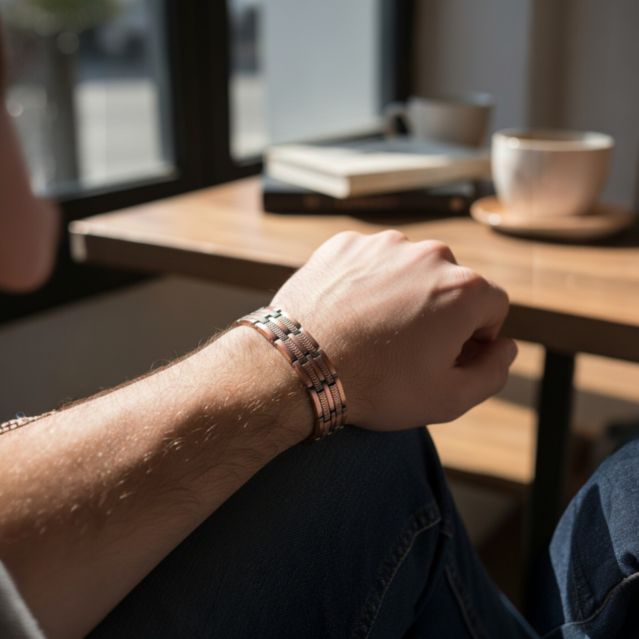 Bransoleta Męska Miedziana Z Magnesami 99,9% Miedź Zdrowotna